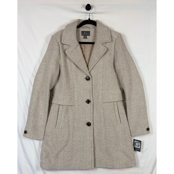 Gallery New York Jackets & Blazers - Gallery New York Walker Coat Medium Oatmeal Tweed Wool Blend NWT Chic Old Money